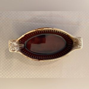 McCoy vintage brown drip glaze pottery au gratin dish 7033 USA.
